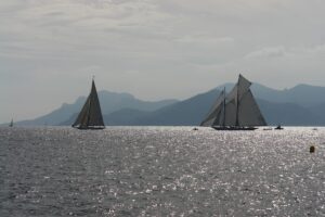 Luxury classic sailing yachts moored in Cannes French Riviera